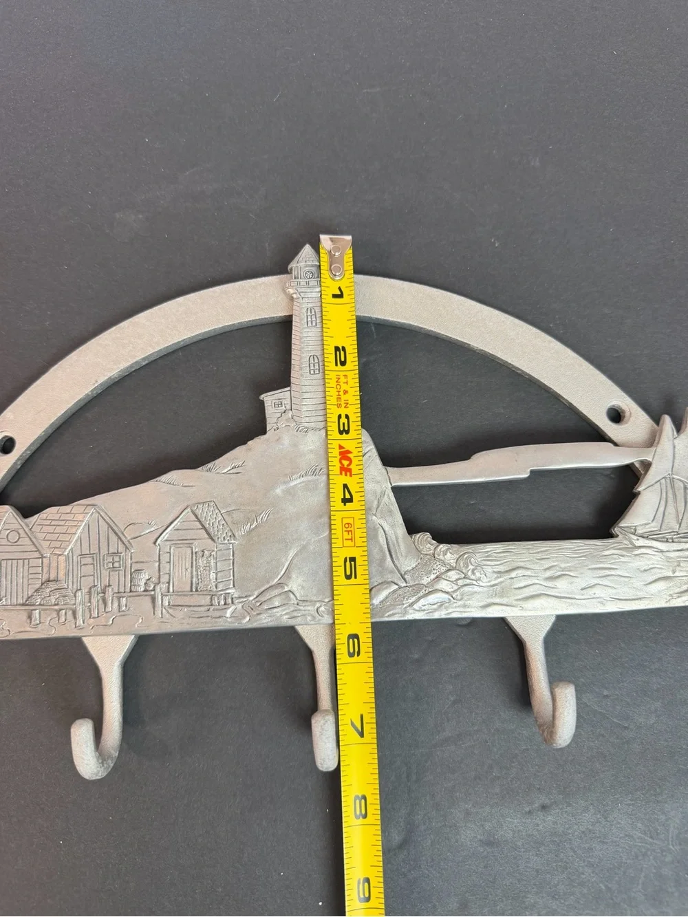 Lighthouse Coat Hook Seagull Pewter by Etain Ziin 2000 Vintage Metal Art